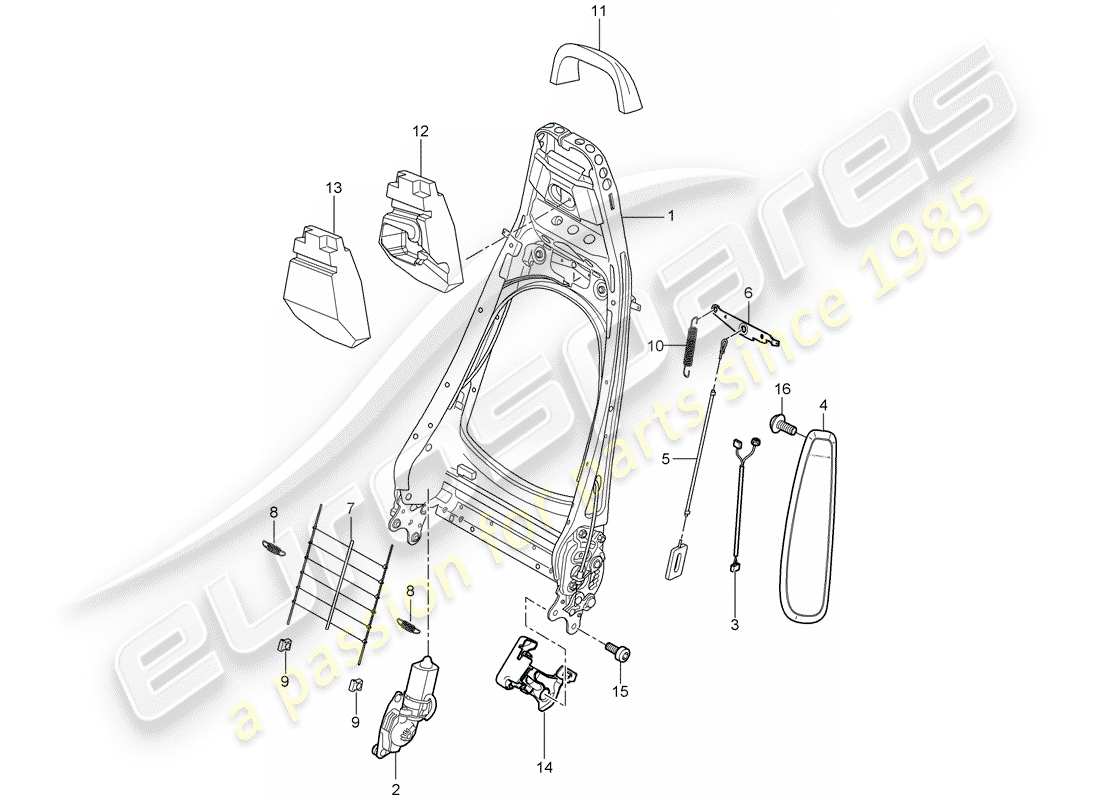 porsche 2007 (997-1) marco del respaldo diagrama de piezas