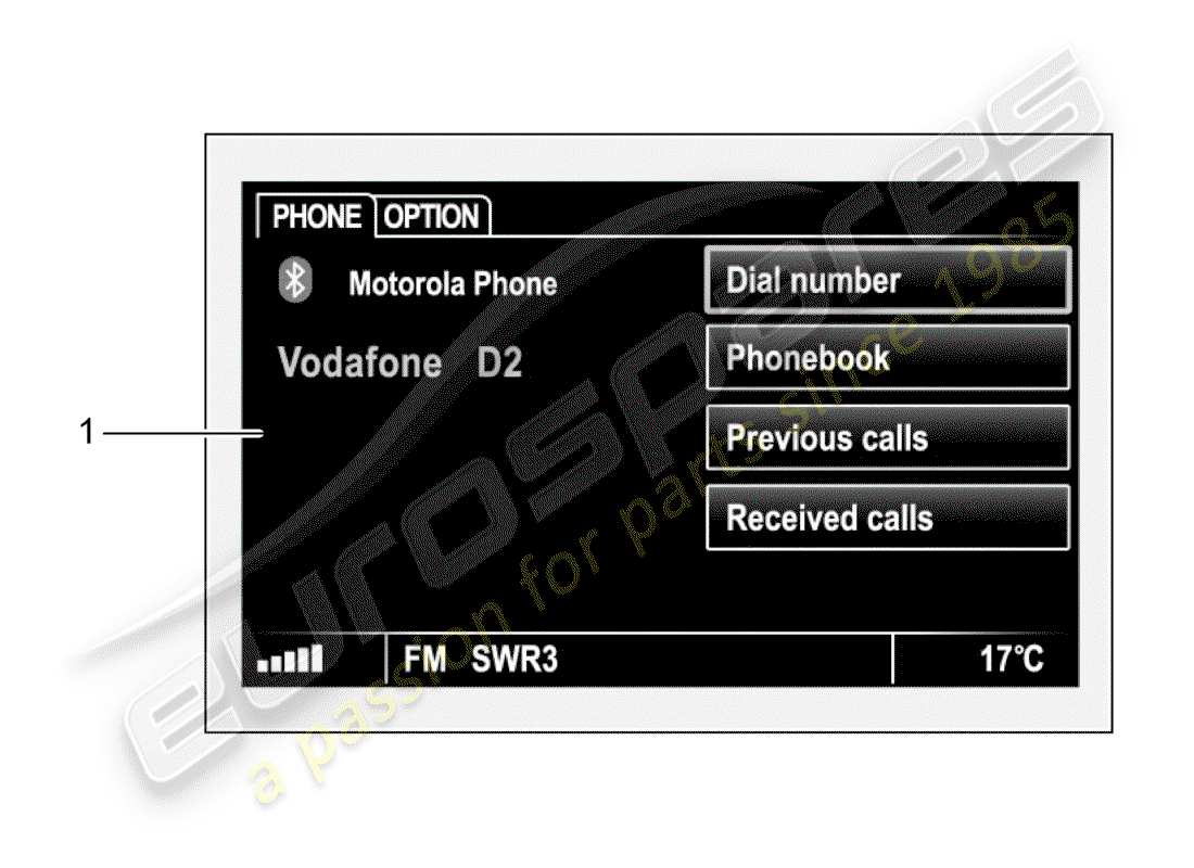 porsche 2014 (tequipment panamera) diagrama de piezas del teléfono móvil