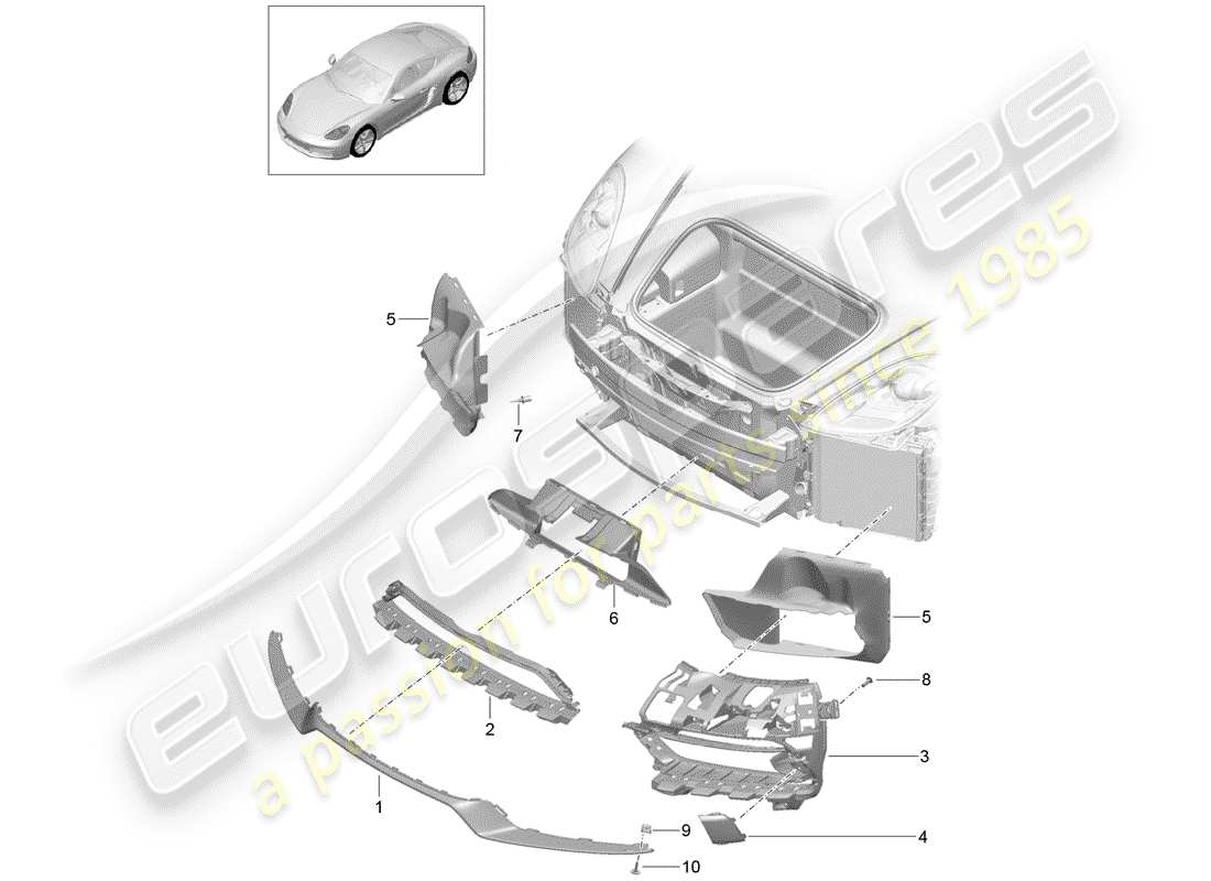 porsche 2020 (718 cayman) ducto de aire diagrama de piezas