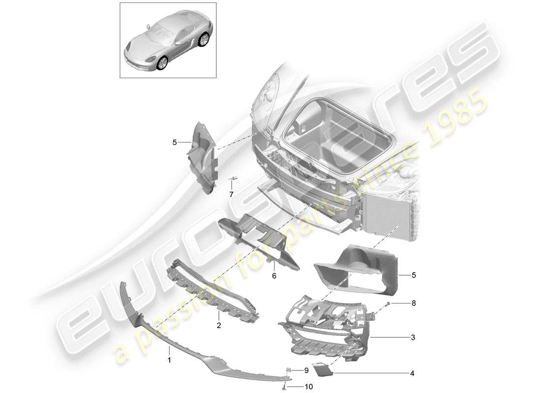 porsche 718 cayman (2020) ducto de aire diagrama de piezas