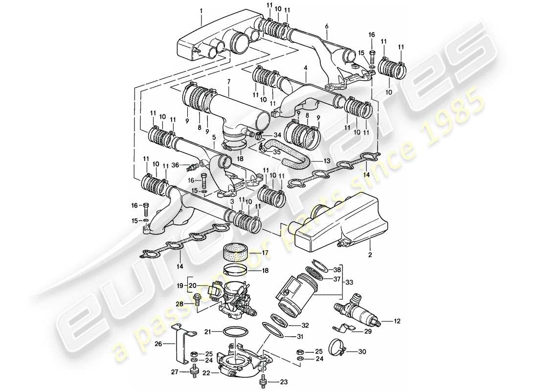 porsche 1986 (928) lh-jetronic - 1 - d - mj 1985>> diagrama de piezas