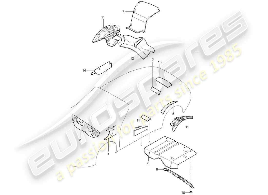 porsche 2007 (997-1) carrocería diagrama de piezas