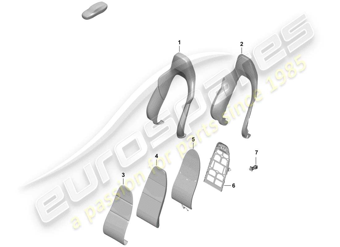 porsche 2019 (718 boxster spyder) parte de espuma diagrama de piezas