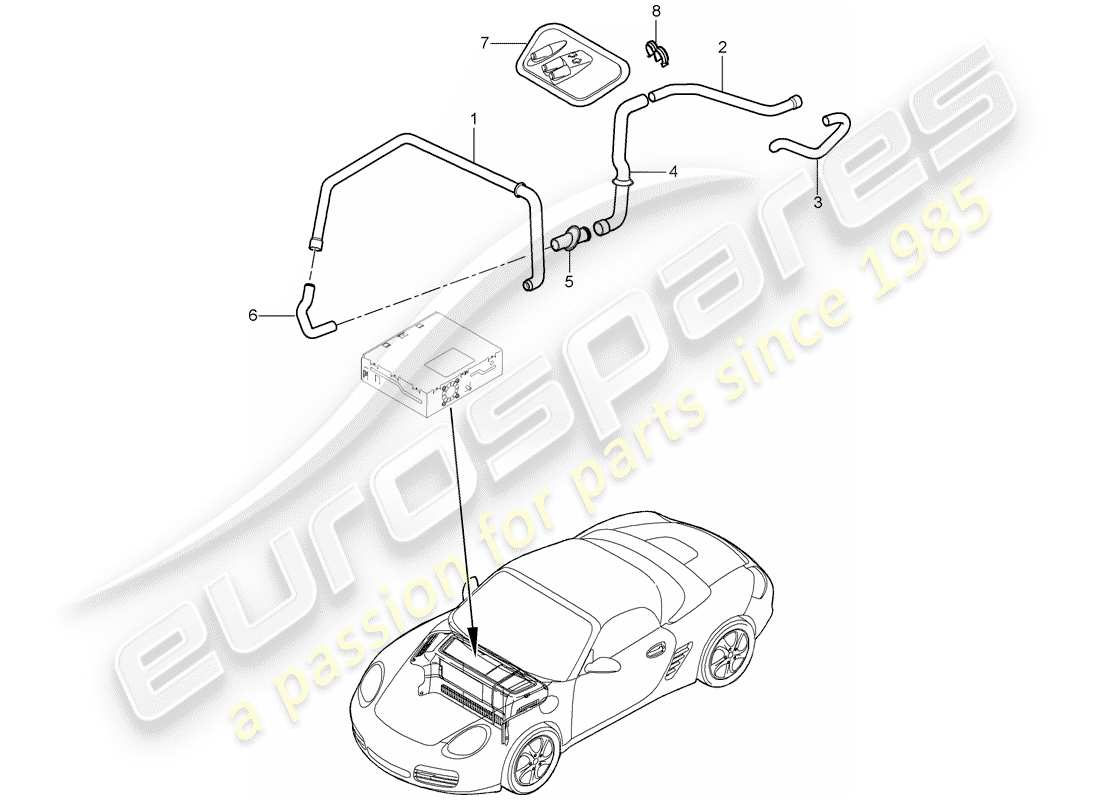 porsche 2009 (987 boxster) diagrama de piezas del compartimiento de equipaje