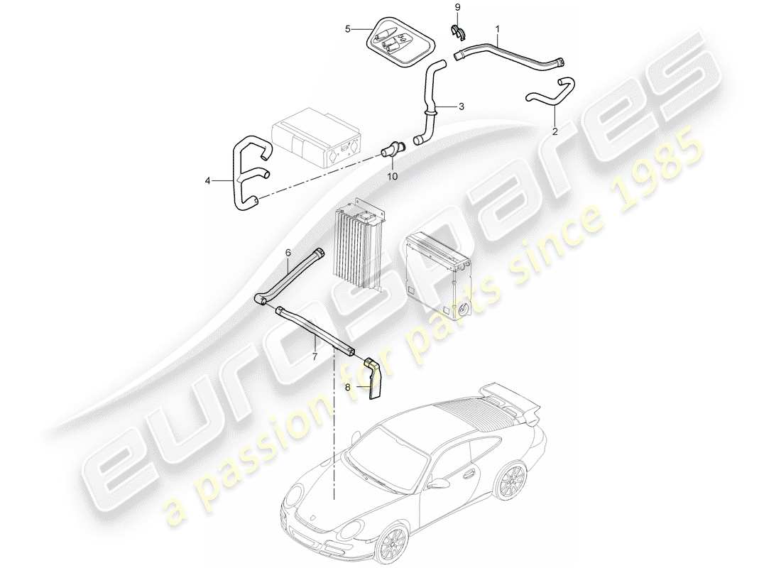 porsche 2008 (997-1 turbo / gt2) compartimiento de equipaje diagrama de piezas