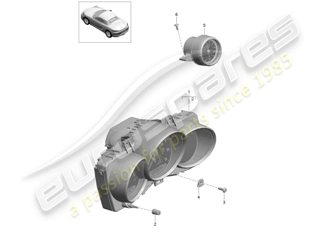 porsche 2018 (718 boxster) cronómetro combinado d - 01.06.2020>> diagrama de piezas