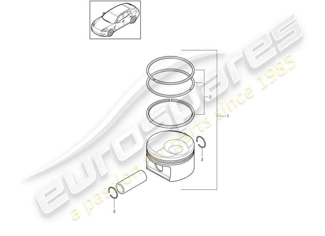 porsche 2010 (cayenne e1 9pa) juego de pistones 1: anillos de pistón diagrama de piezas