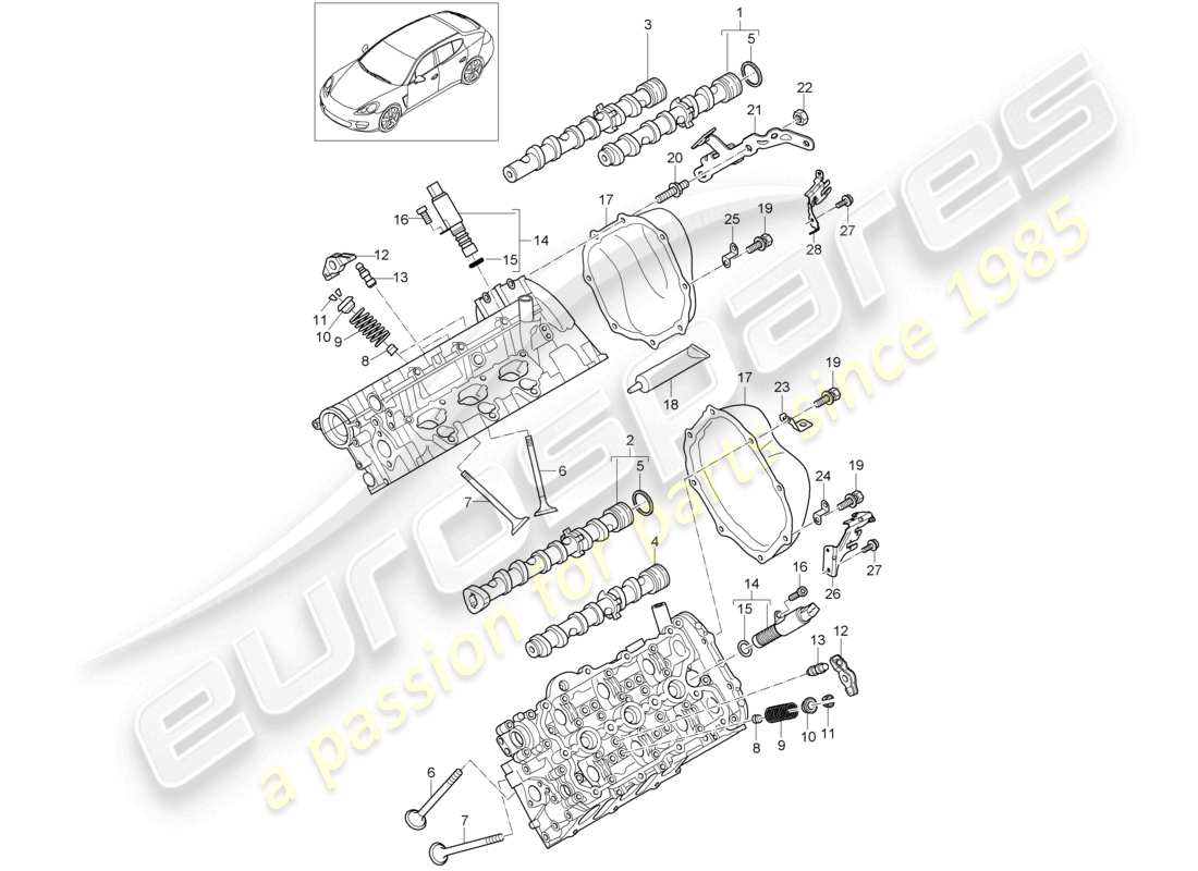 porsche 2010 (cayenne e1 9pa) árbol de levas, válvulas diagrama de piezas