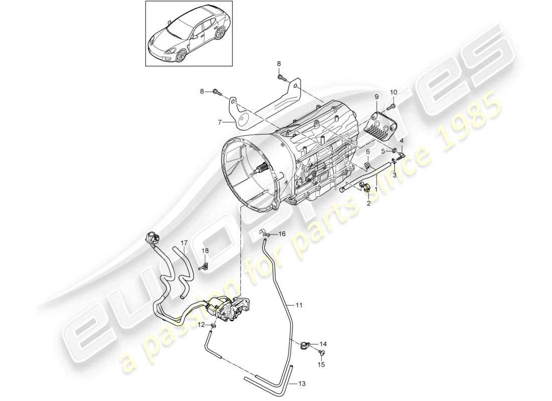 porsche 2010 (cayenne e1 9pa) accesorios para caja de cambios tiptronic diagrama de piezas