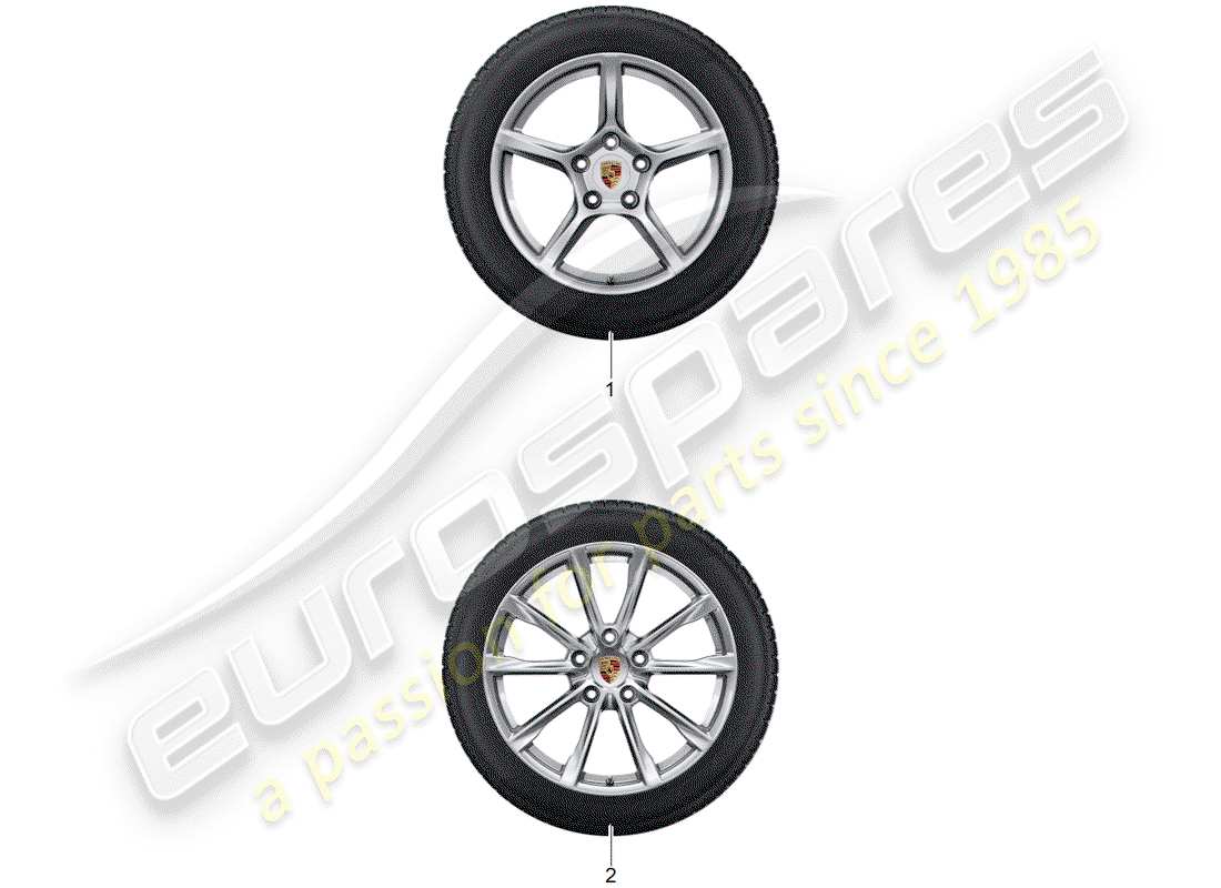 porsche 2017 (tequipment 98x/99x) 1 configurar llantas de aluminio con diagrama de piezas