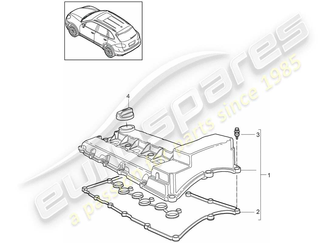 porsche 2017 (cayenne e2 92a) valve cover diagrama de piezas