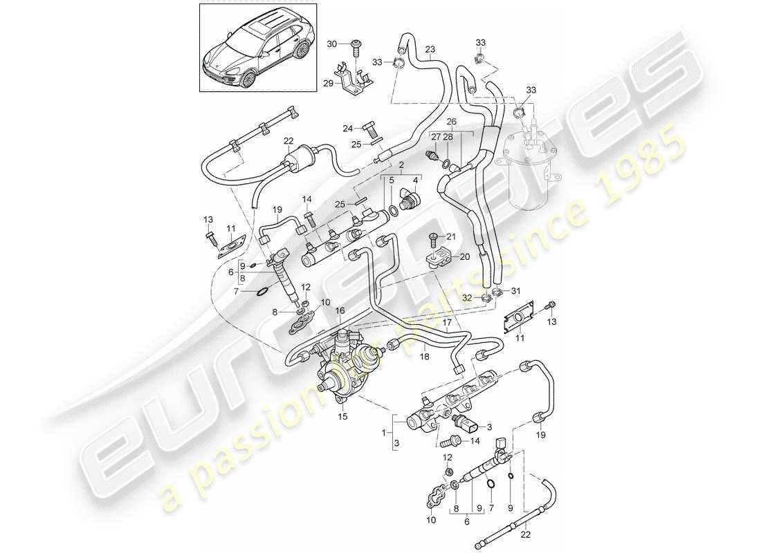 porsche 2013 (cayenne e2 92a) tubo de recogida de combustible diagrama de piezas