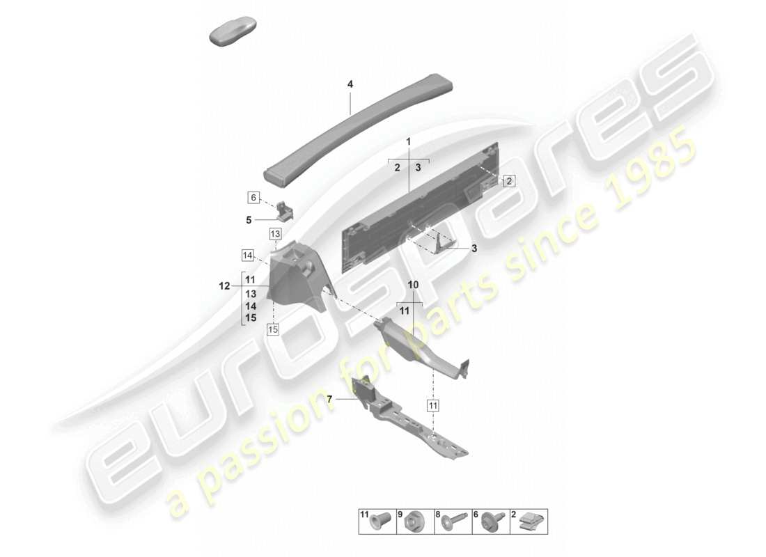 porsche 2019 (992-1) molduras traseras diagrama de piezas