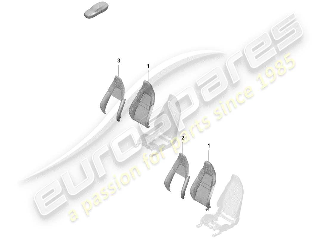 porsche 2019 (992-1) parte de espuma diagrama de piezas