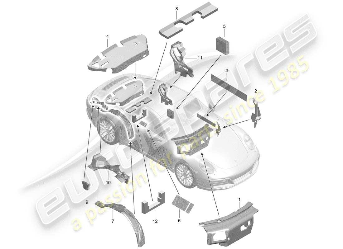 porsche 2019 (991-2) diagrama de piezas de la carcasa del cuerpo