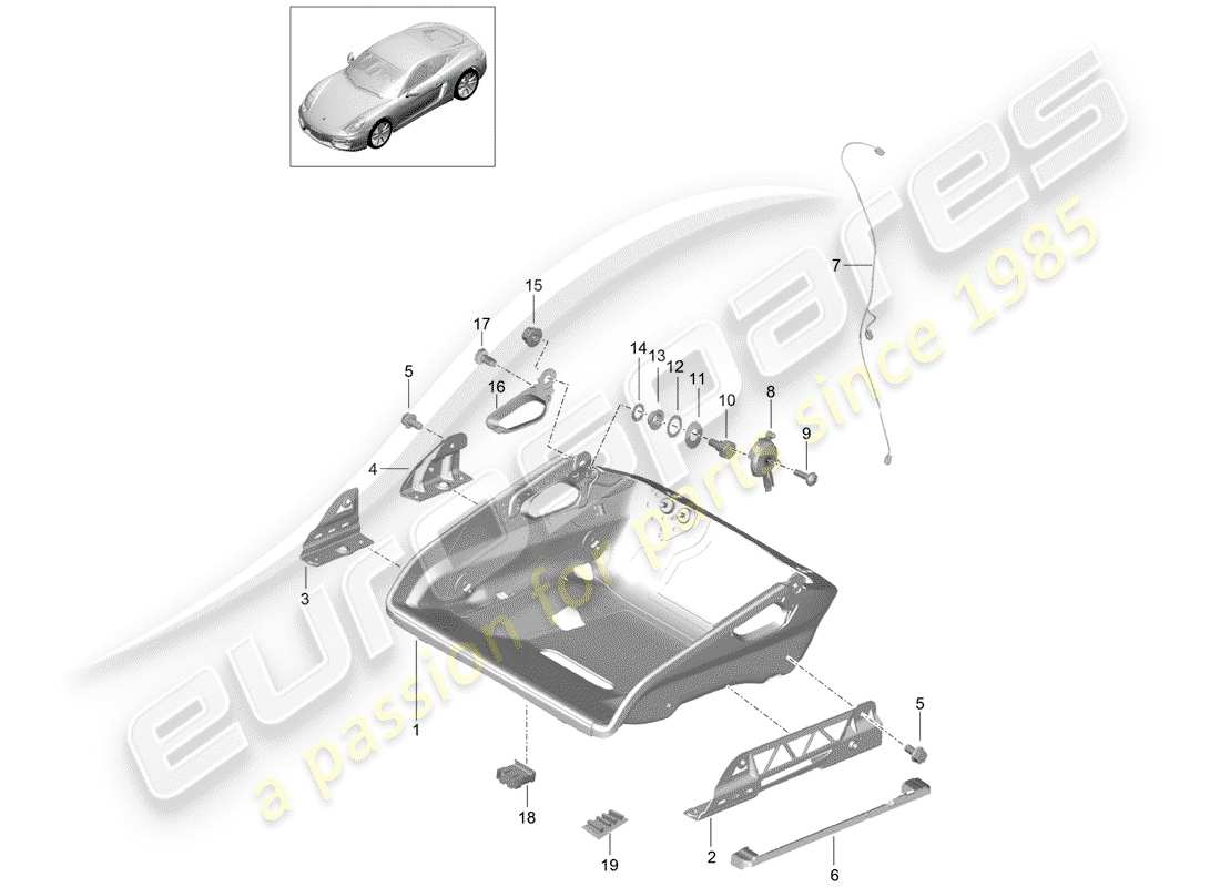 porsche 2016 (981 cayman) asiento diagrama de piezas