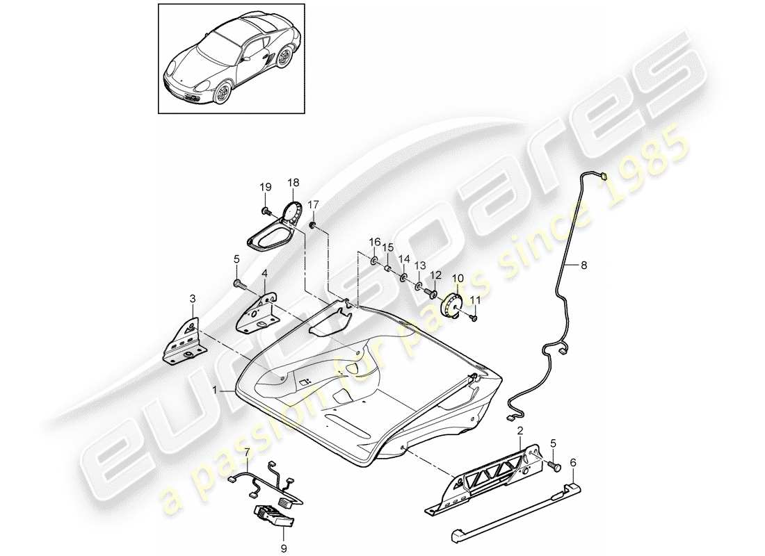 porsche cayman 987 (2009) diagrama de piezas de seat