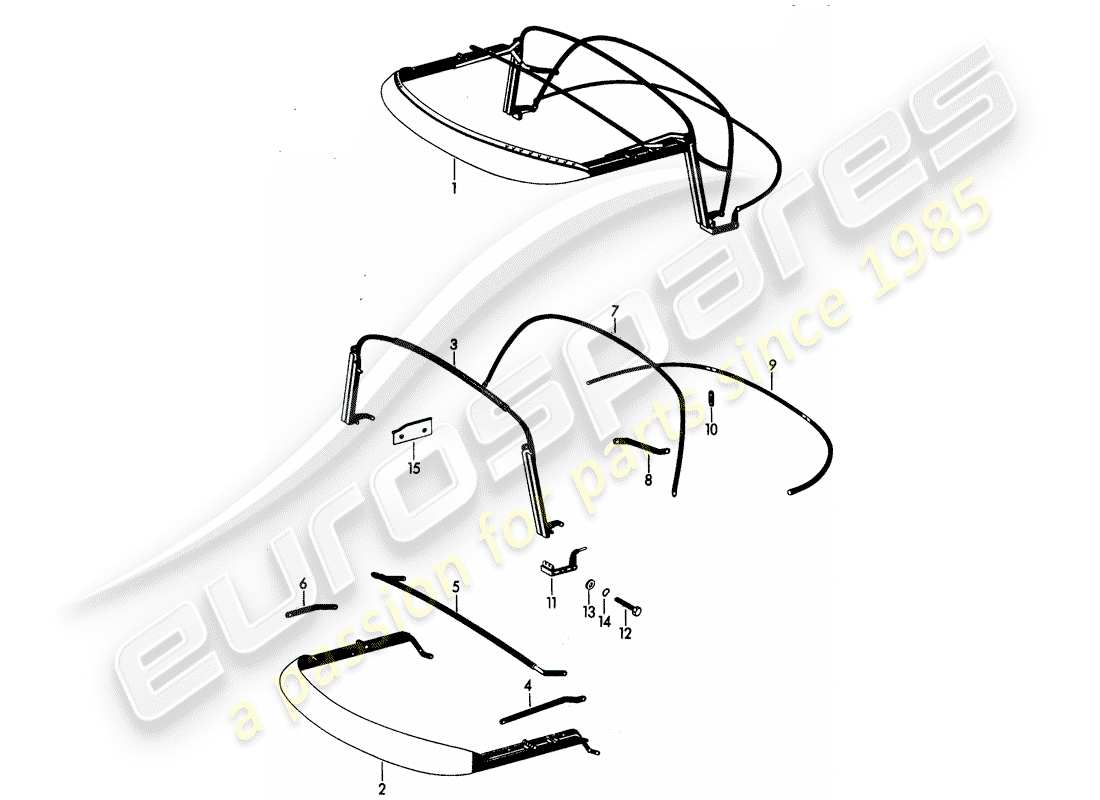 porsche 1961 (356b/356c) marco superior diagrama de piezas