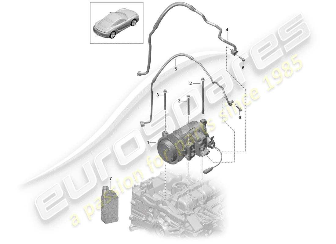 porsche 2015 (981 cayman) compresor diagrama de piezas