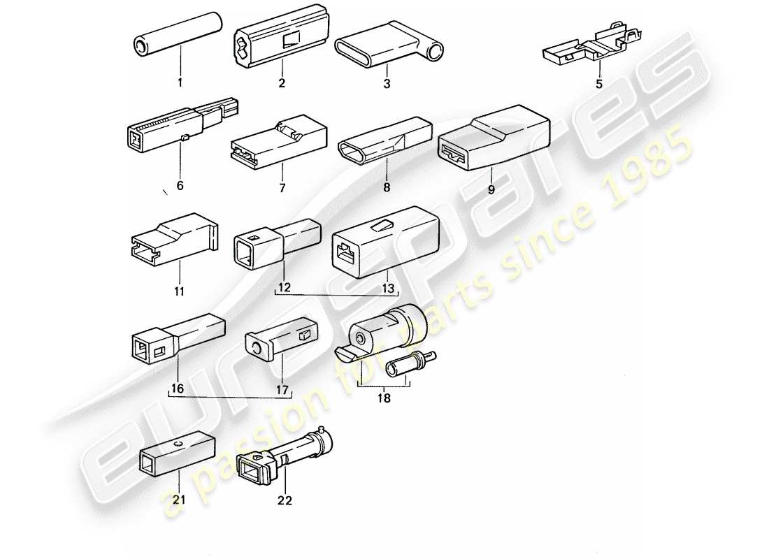 porsche 1991 (944) conector a tope - carcasa del conector - unipolar diagrama de piezas
