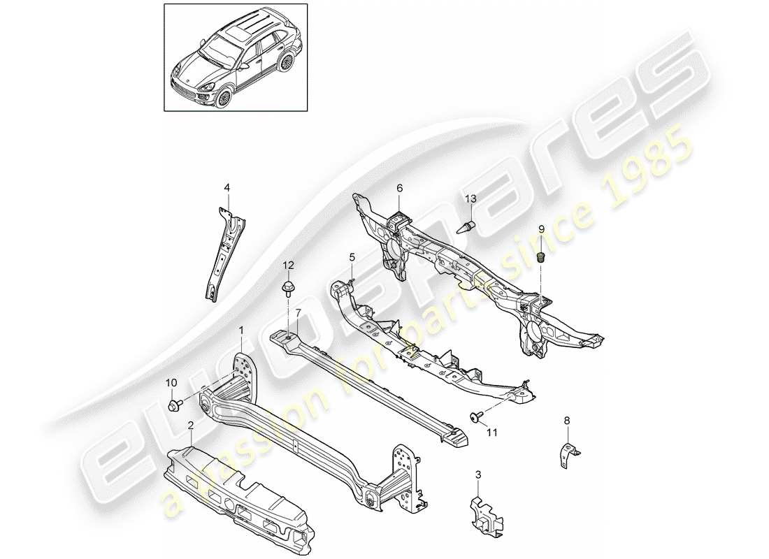 porsche 2016 (cayenne e2 92a) diagrama de piezas del soporte