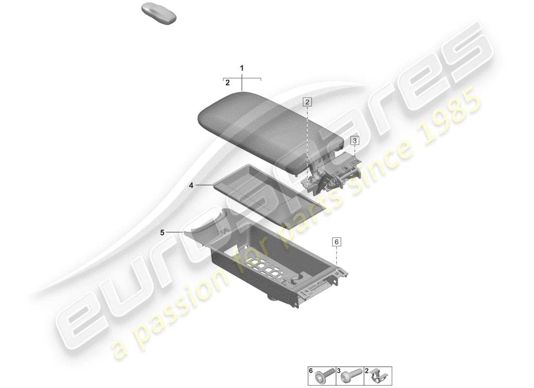 porsche 2020 (992-1) center console diagrama de piezas