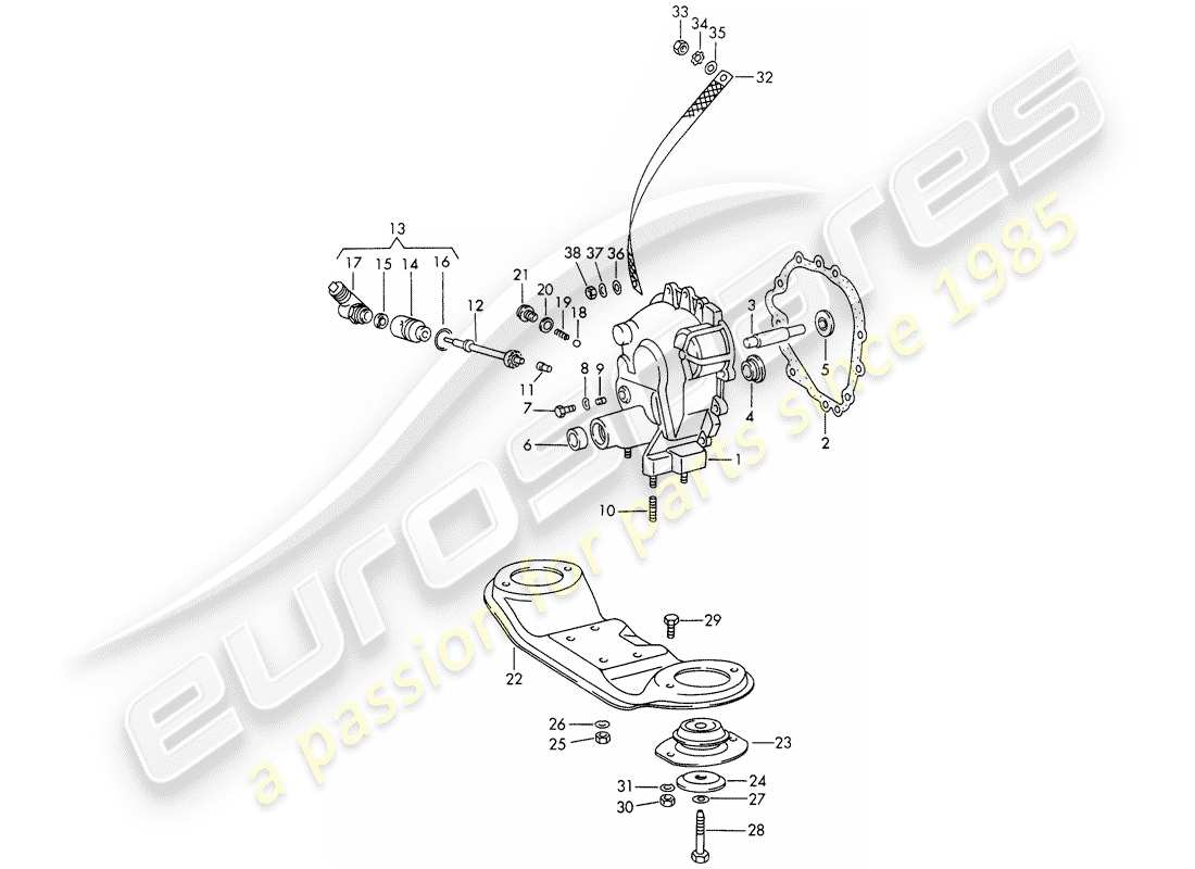 porsche 1972 (911) tapa de transmisión - suspensión de transmisión - sportomatic - typ 925 - d - mj 1972>> diagrama de piezas