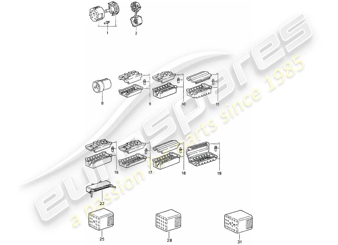 porsche 1994 (964) carcasa del conector diagrama de piezas