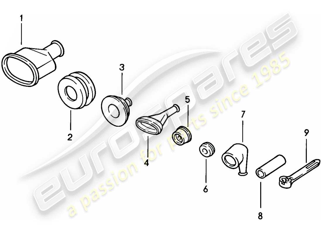 porsche 1987 (924s) ojal - diagrama de piezas de envoltura de corbata
