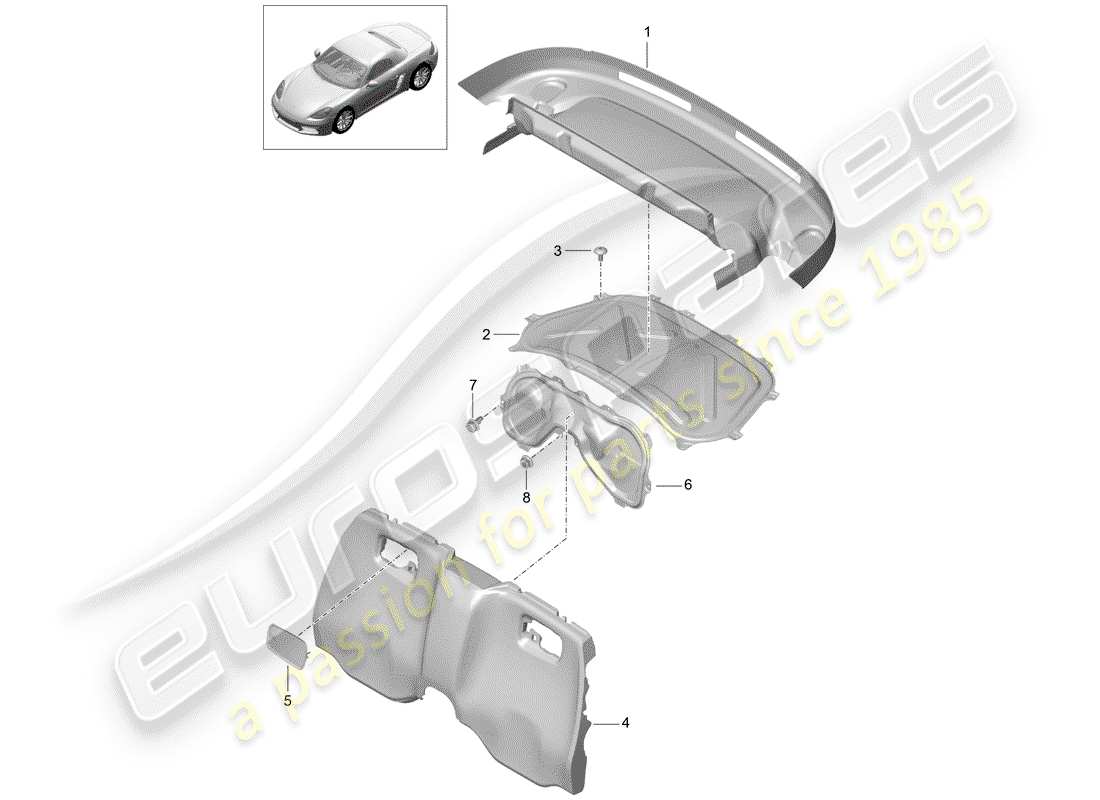 porsche 2019 (718 boxster) adornos diagrama de piezas