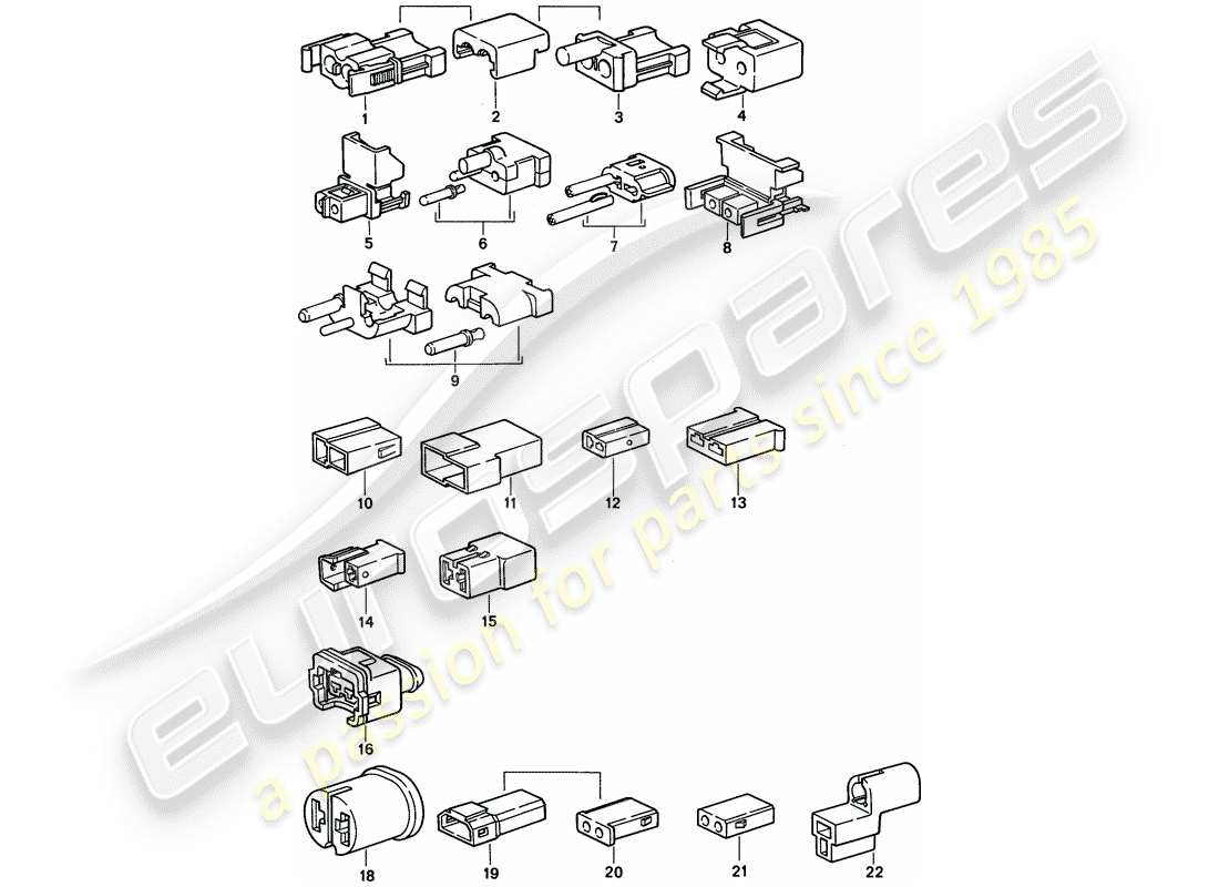 porsche 1993 (968) carcasa del conector diagrama de piezas