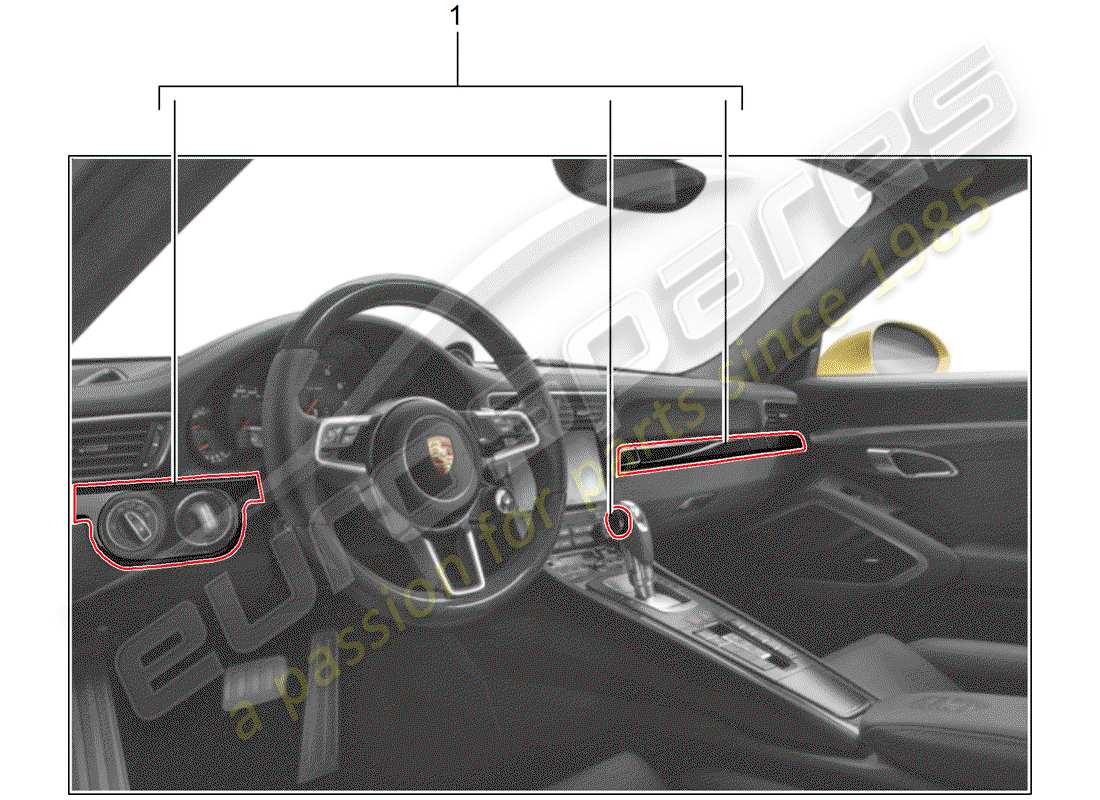 porsche 2017 (tequipment 98x/99x) kit de instalación diagrama de piezas