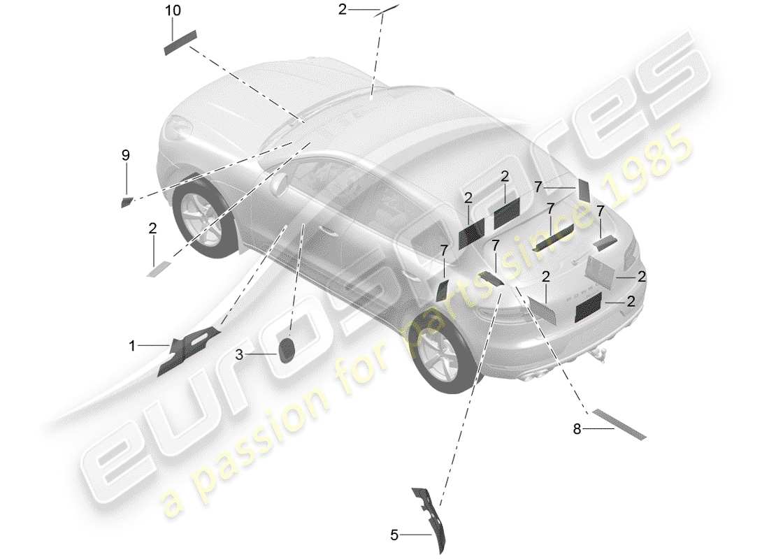 porsche 2014 (macan) absorbente de sonido diagrama de piezas