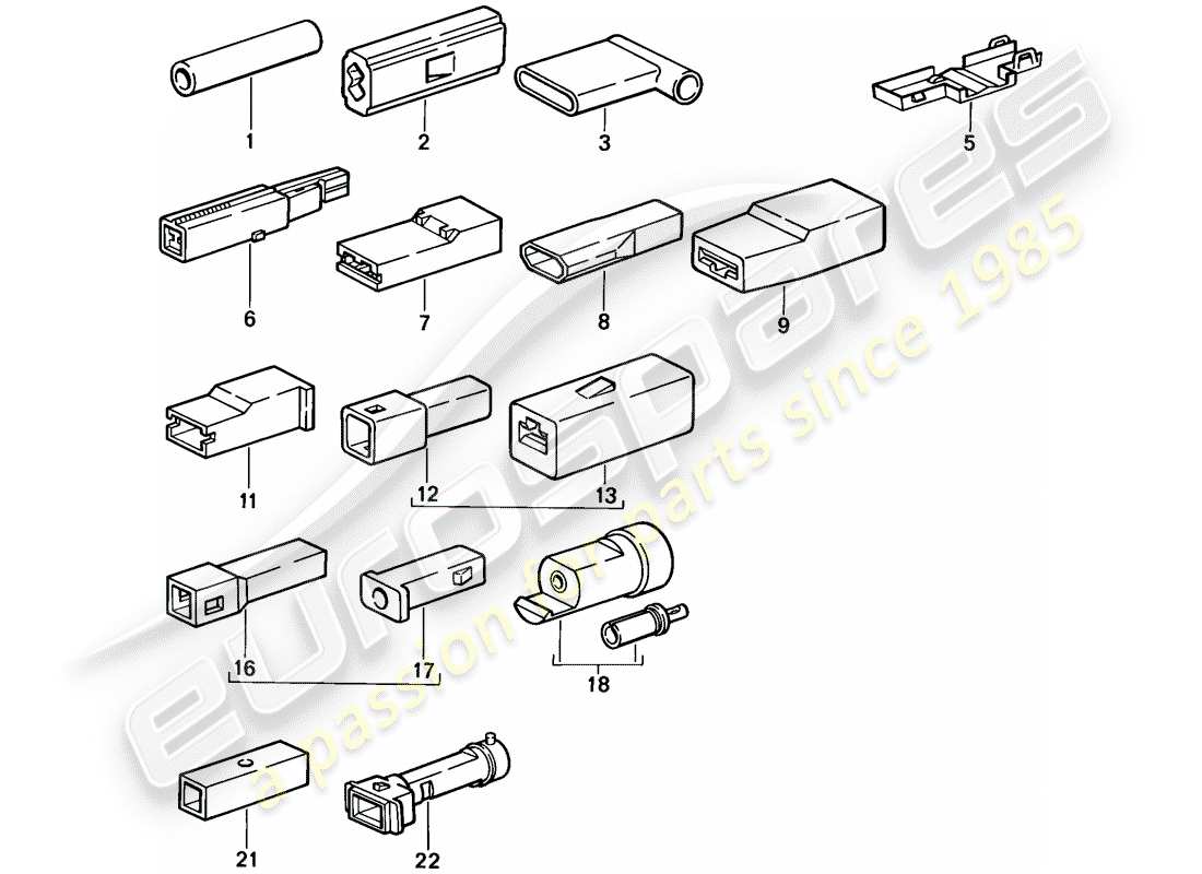 porsche 1987 (924s) conector a tope - carcasa del conector - unipolar diagrama de piezas