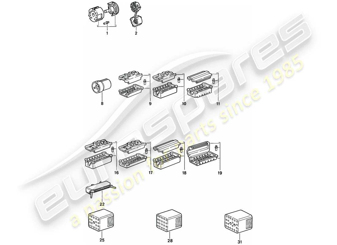 porsche 1987 (924s) carcasa del conector diagrama de piezas