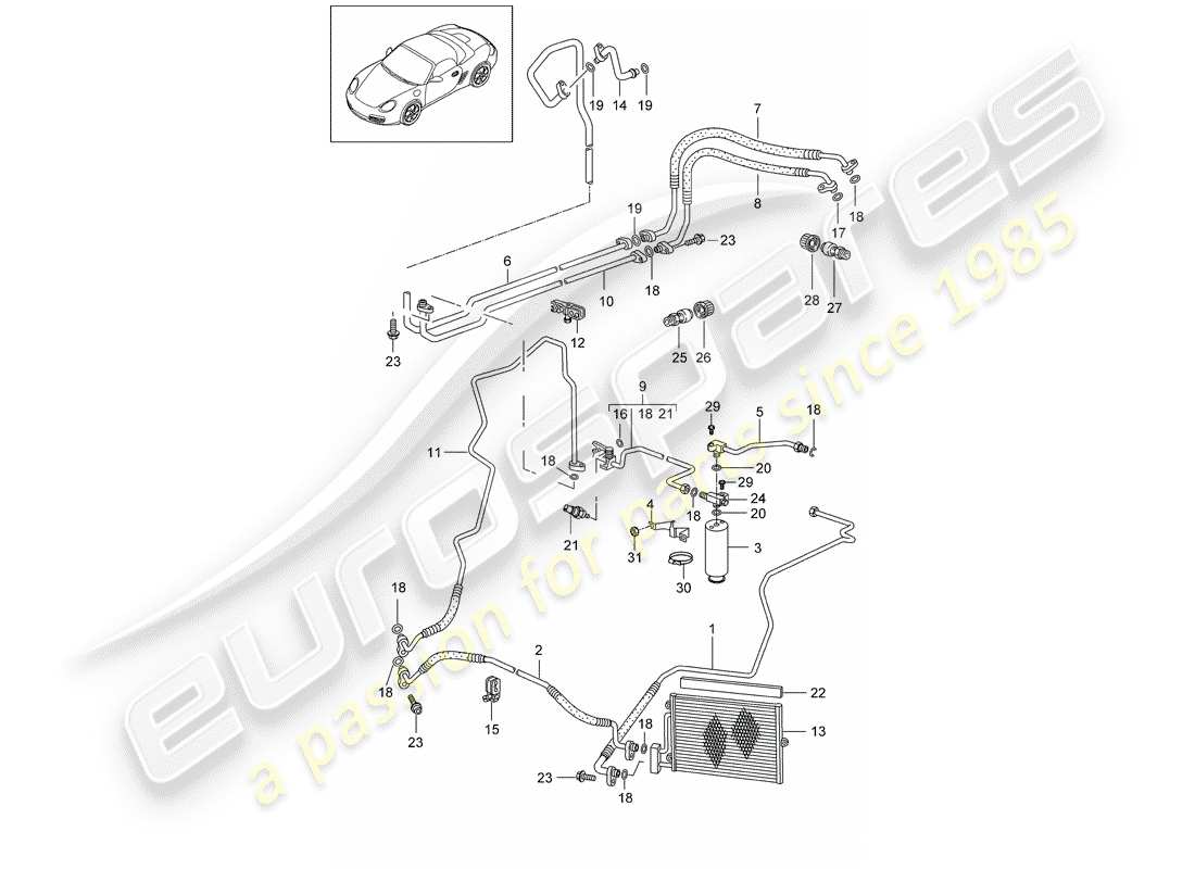 porsche 2006 (987 boxster) circuito refrigerante diagrama de piezas