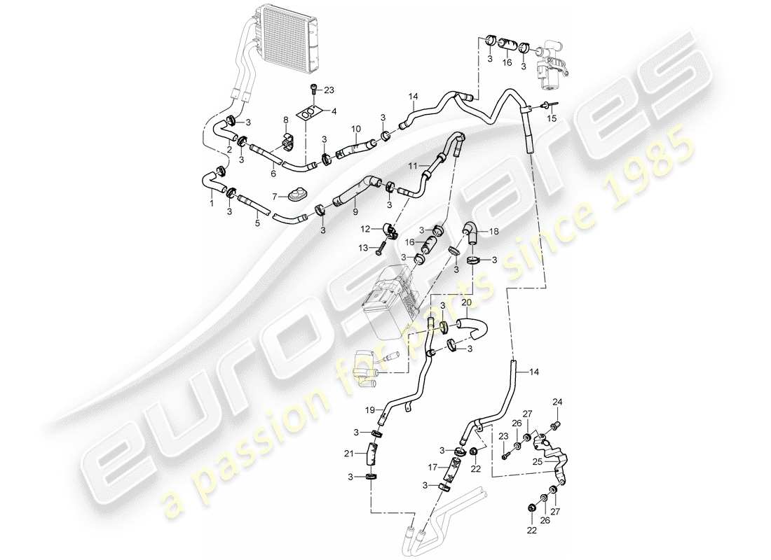 porsche 2005 (cayenne e1 9pa) aire acondicionado/calefacción/aux. calentador diagrama de piezas