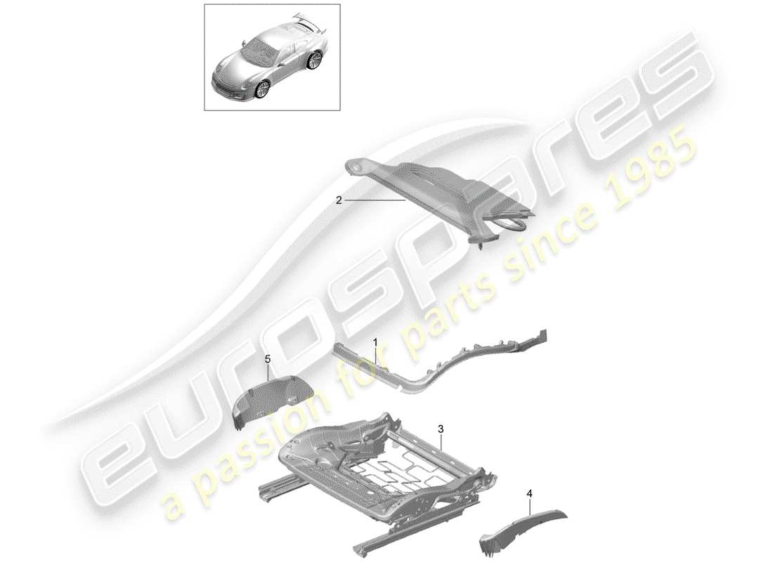 porsche 2020 (991-2 r/gt3/rs) acolchado para asiento diagrama de piezas