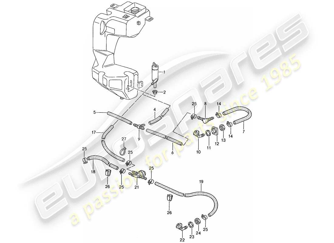 porsche 1991 (944) sistema arandela diagrama de piezas