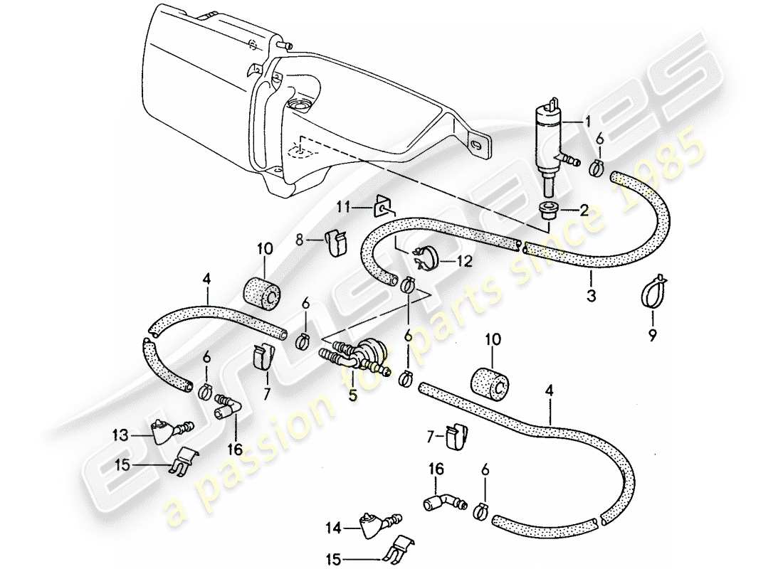 porsche 1992 (968) sistema arandela diagrama de piezas