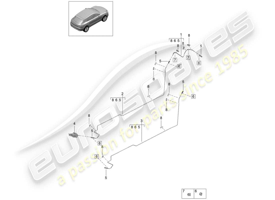 porsche 2019 (macan) diagrama de piezas de la línea de combustible