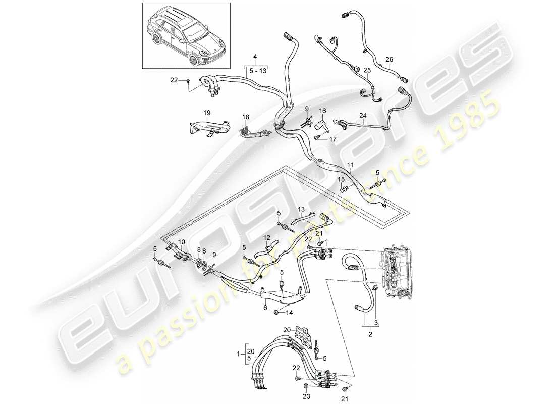 porsche 2014 (cayenne e2 92a) híbrido diagrama de piezas