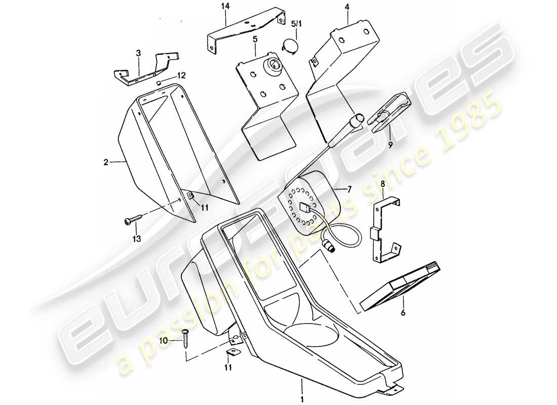 porsche 1975 (911) center console diagrama de piezas