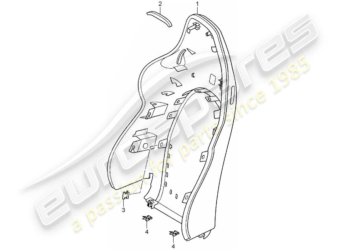 porsche 2005 (996 gt3) carcasa del respaldo - asiento deportivo diagrama de piezas