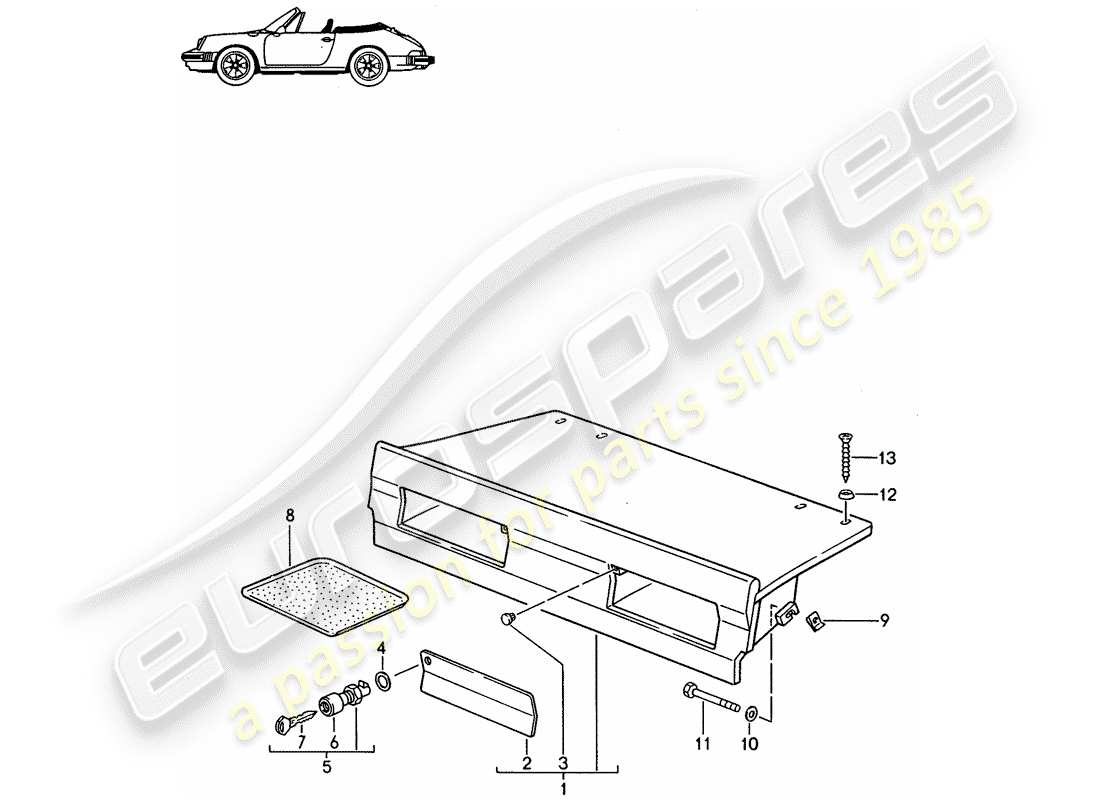 porsche seat 944/968/911/928 (1986) luggage rack - - d - mj 1987>> - mj 1989 part diagram