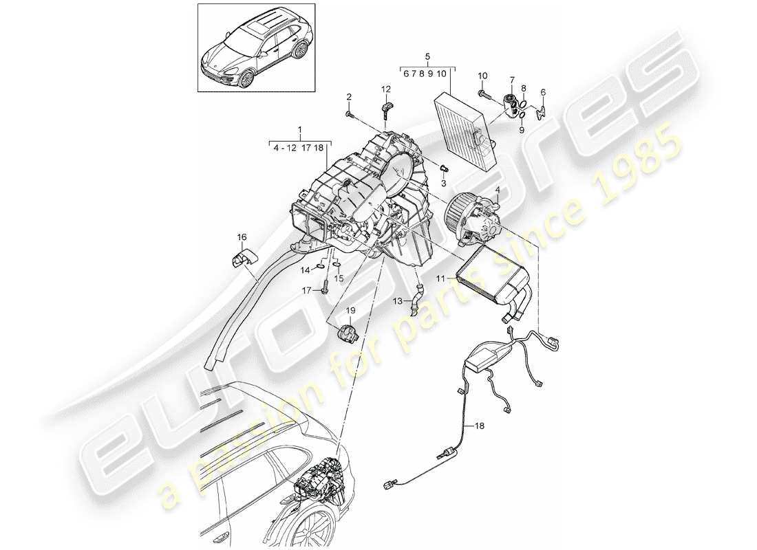 porsche 2016 (cayenne e2 92a) diagrama de piezas del aire acondicionado