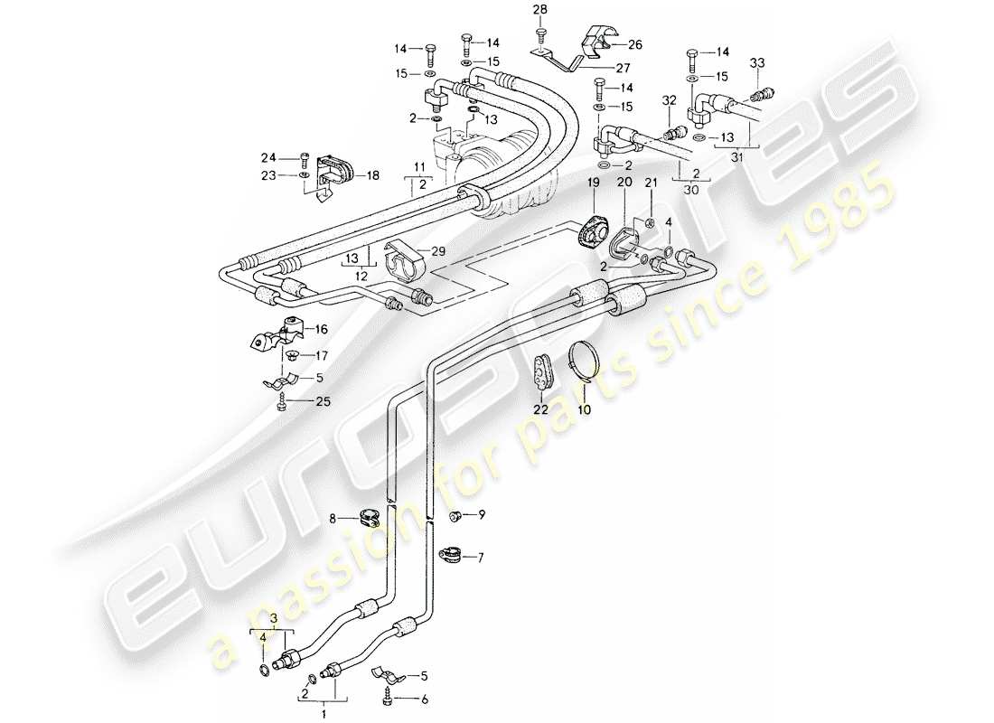 porsche 1994 (964) diagrama de piezas del circuito refrigerante