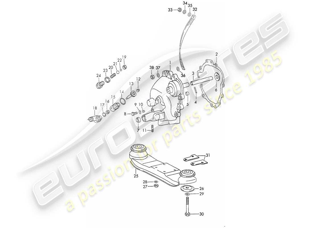 porsche 1972 (911) tapa de transmisión - suspensión de transmisión - sportomatic - typ 905/21 - d - mj 1972>> diagrama de piezas