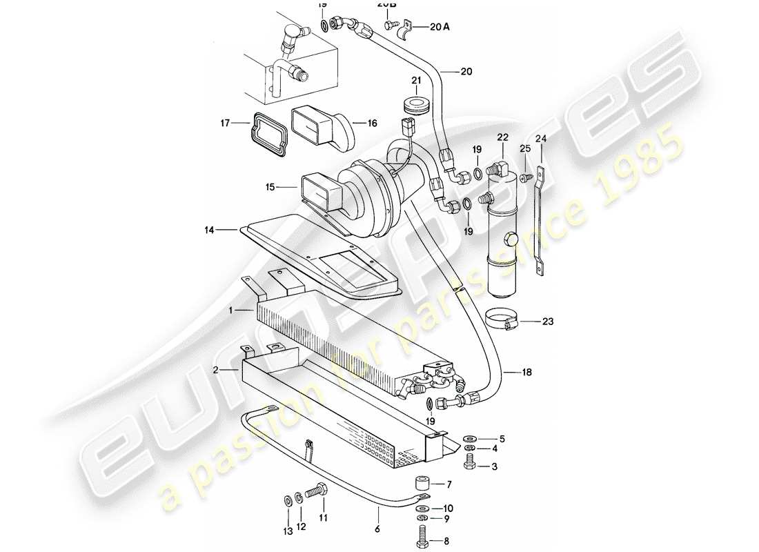 porsche 1985 (911) condensador - linea de refrigerante - accesorios y otros diagrama de partes