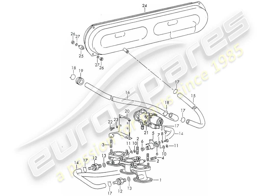 porsche 1972 (911) sistema de vacío - para - liberación del embrague - d >> - mj 1971 diagrama de piezas